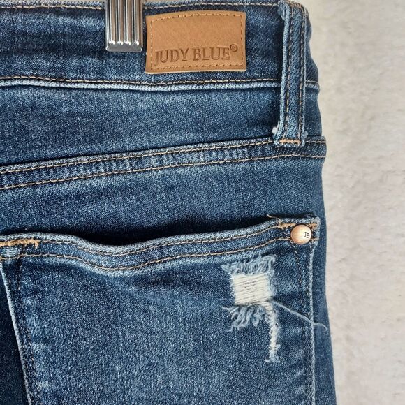 Judy Blue Distressed Jeans Women’s Size 9/29 Blue Denim Stretch Ripped Pants - Picture 6 of 13